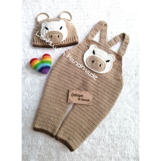 Set nón và quấn yếm heo con handmade cho bé