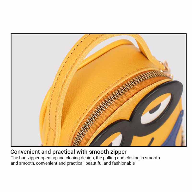 Mini Minions Bag Women Chain Bag Keychain Pendant Makeup  Pouch Messenger Bag Cute Yellow Cartoon Crossbag