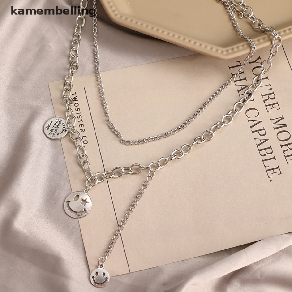 Vòng cổ Nhiều Lớp Mặt Hình Mặt Cười Phong Cách Hip Hop Punk