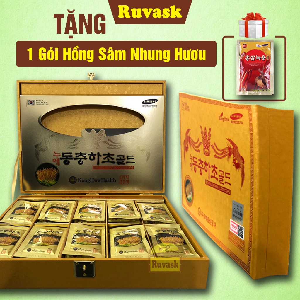Nước Đông Trùng Hạ Thảo Hàn Quốc Kangwa CHÍNH HÃNG ĐẶC BIỆT + TẶNG Nước Hồng Sâm Nhung Huơu Hàn Quốc - Nhân Sâm Ruvask