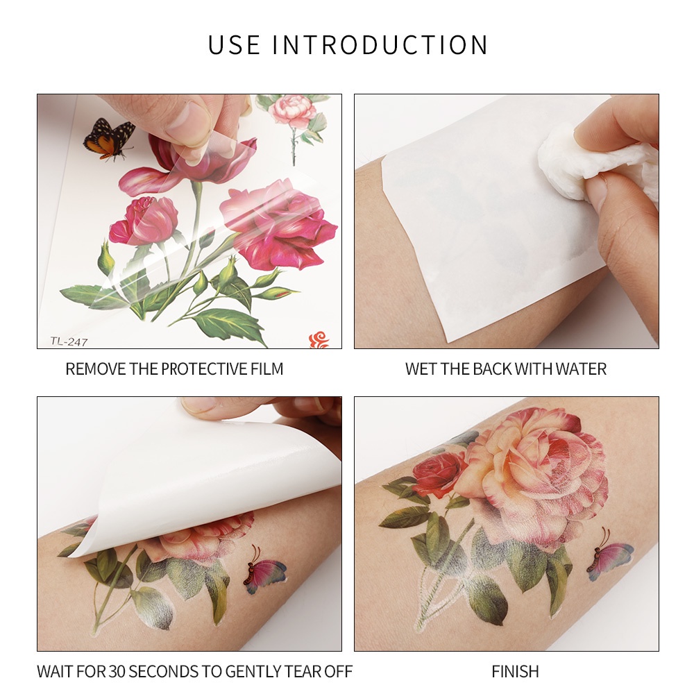 Hình Xăm Tạm Thời Chống Nước Hình Hoa Hồng Thời Trang Cho Nữ