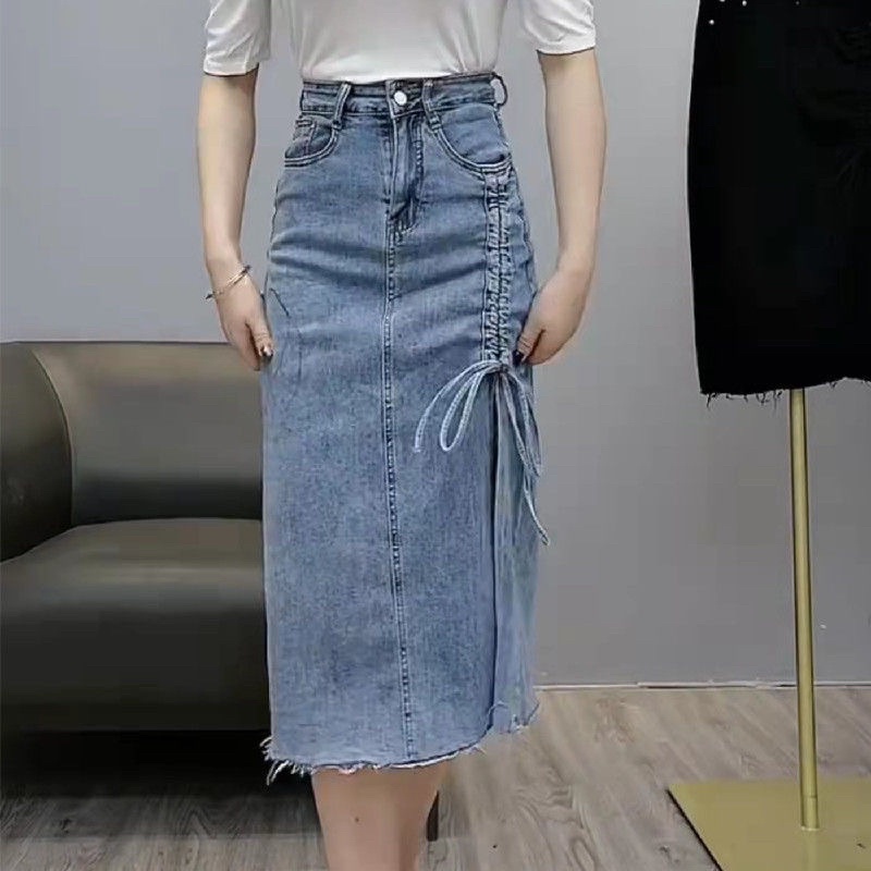 Chân Váy Bò Dáng Dài Dây Rút Siêu Xinh