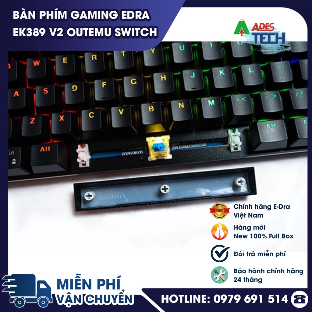 Bàn Phím Cơ Gaming EDra EK389 V2 LED Rainbow  | Bàn Phím Cơ Có Dây | Bảo Hành 24 Tháng