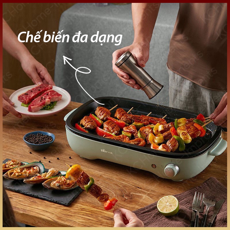 Bếp Lẩu Nướng Điện Đa Năng, Bear Xanh chính hãng, DKL-D12A1, 1200W, Chống Dính, Tiết Kiệm Điện, BH 06 Tháng