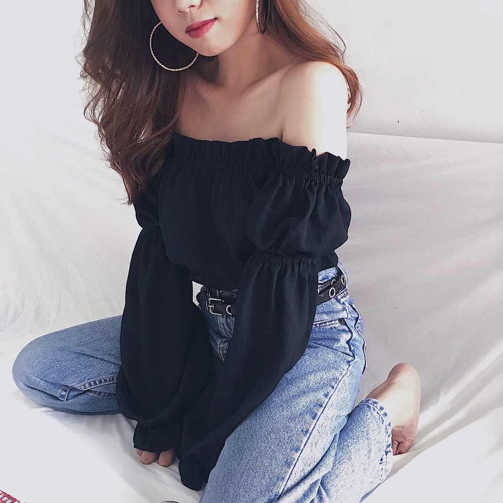 ÁO CROPTOP BẸT VAI TAY DÀI