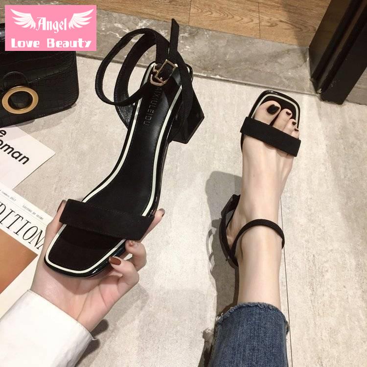 Giày Sandal Cao Gót Dày Vừa Quai Ngang Thời Trang Mùa Hè 2022 Cho Nữ