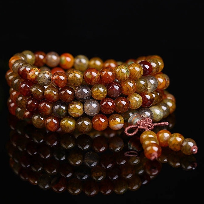 Vòng Tay Chuỗi 108 Hạt Đá Thạch Anh Cuốn Tay 4 Vòng Dành Cho Nam Và Nữ