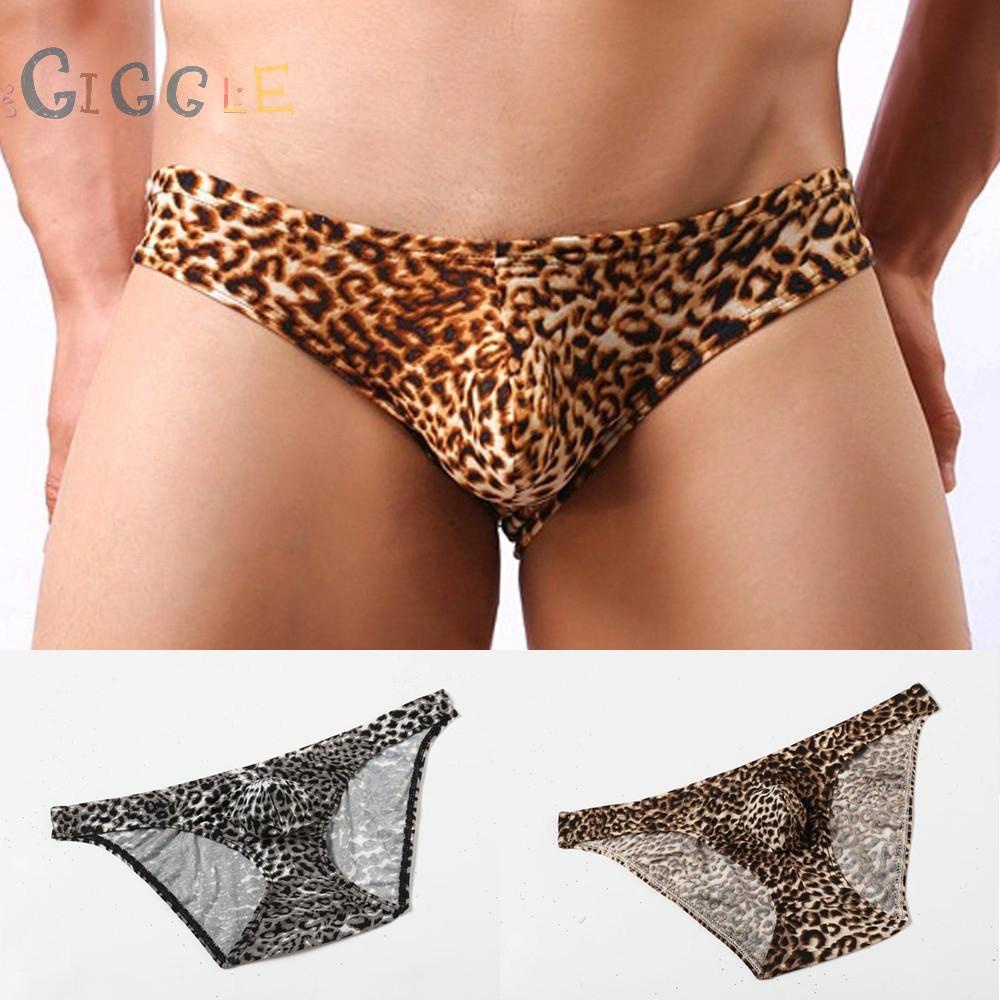 1pcs Men Sexy Underwears Leopard Printed Briefs Low Rise Breathable Underpants