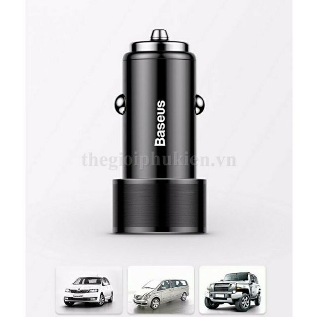 Củ sạc nhanh QC3.0 ô tô baseus 36w hai cổng usb QC 3.0 có bảo hành