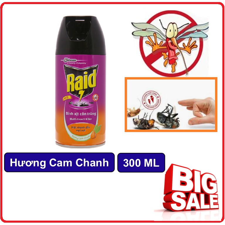 Bình Xịt Côn Trùng RAID Hương Cam Chanh 300ml