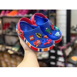 Dép cross LEGO cho bé trai và bé gái  màu đen đế trắng lót đỏ quai ngang hàng  xuất khẩu full box