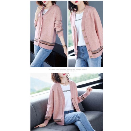 Áo khoác len cardigan nữ họa tiết thổ cẩm