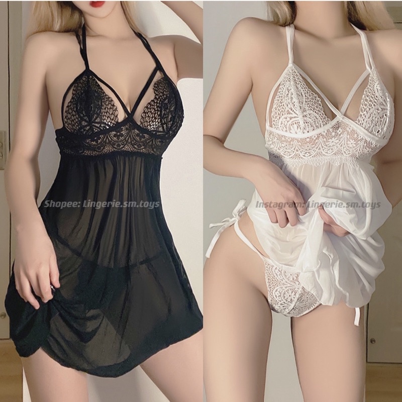 QR782 Đầm Ngủ Viền Ren Cao Cấp Quyến Rũ - Váy Mặc Nhà Gợi Cảm Mlem