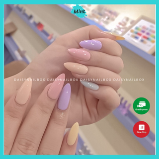  Nailbox Móng Úp Thiết Kế Sơn Gel Trơn Siêu Bền NB15 Nail Box Phối Màu Pastel Phong Cách Hàn Quốc 