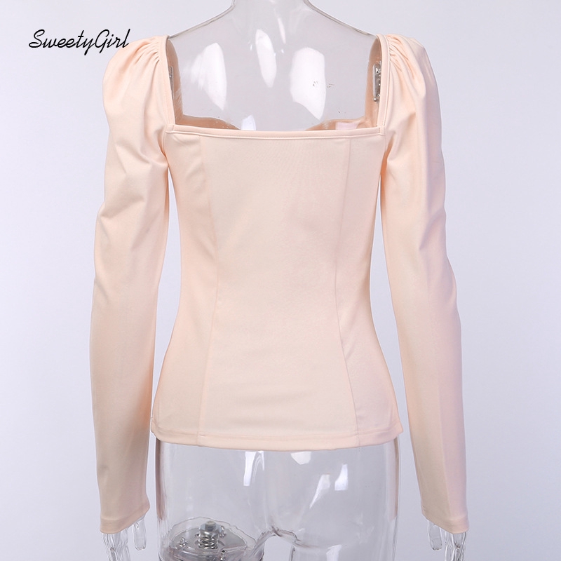 Áo Thun Nữ Tay Dài Cổ Chữ V Màu Trơn Thời Trang