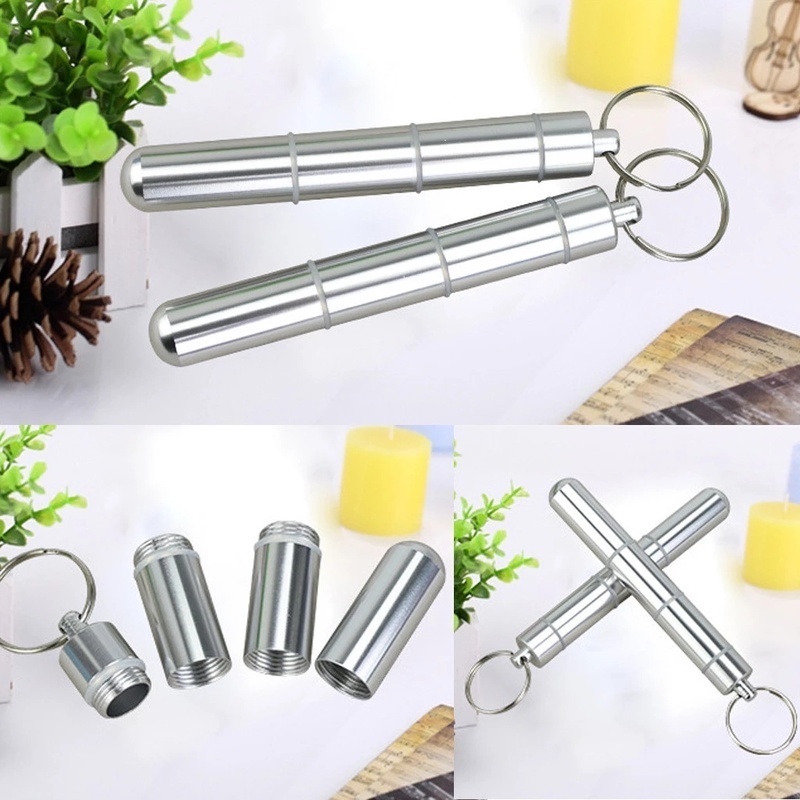 Hộp Đựng Kẹo Mini Bằng Hợp Kim Nhôm Chống Thấm Nước Kèm Móc Khóa Tiện Dụng