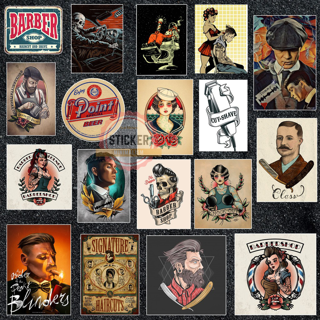 Sticker Barber chống nước sticker dán laptop, điện thoại, đàn guitar, mũ bảo hiểm