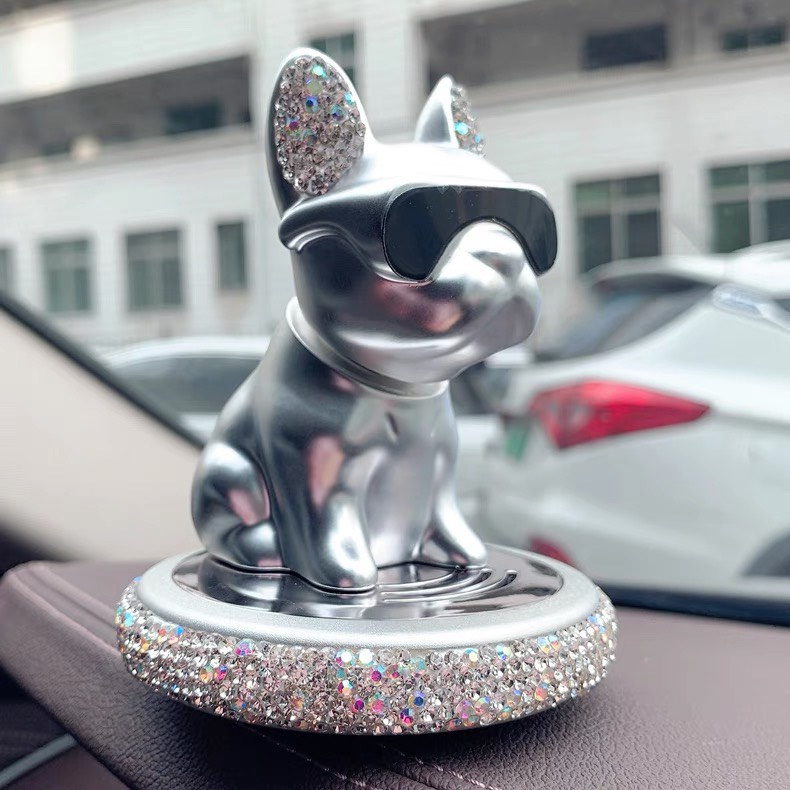 Cún Trang Trí Chó Bull Đính Đá Trang Trí Taplo Xe Ô Tô Nước Hoa Xe Hơi Cao Cấp - Phụ Kiện Xe Hơi,Trang trí ô tô