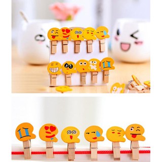 10 Cái Gỗ kẹp Ảnh kẹp Giấy trang trí mặt biểu cảm