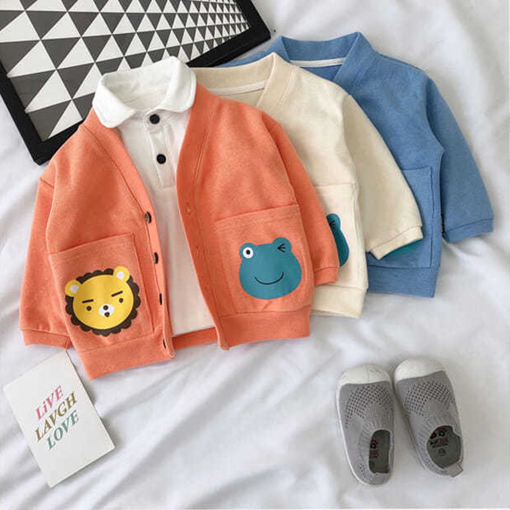 Áo khoác cardigan in hình động vật cute cho bé, Áo khoác cotton cho bé trai, bé gái  bé từ 6-19kg - LILA KIDS