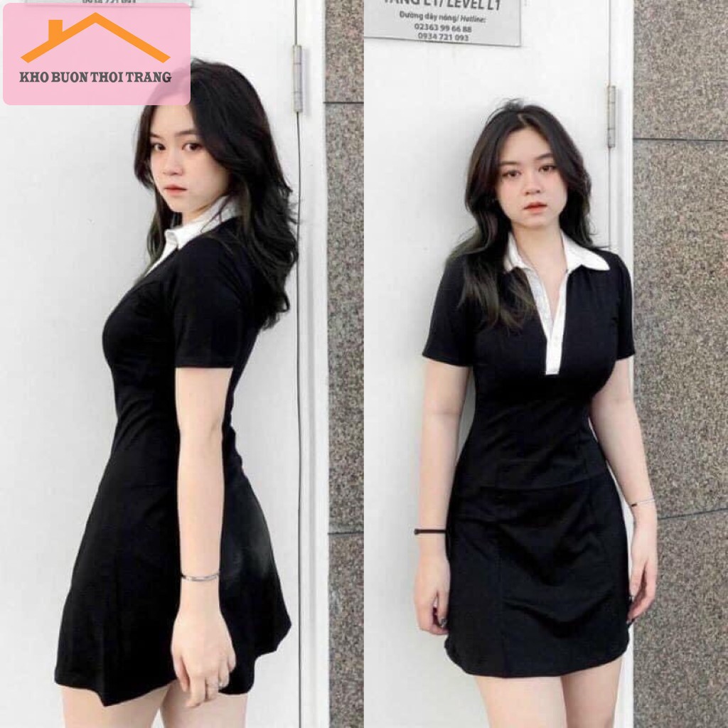 Váy polo phối cổ trắng siêu xinh - Váy polo body tay ngắn đi dự tiệc, đi chơi dạo phố chất thun tum freesize | BigBuy360 - bigbuy360.vn
