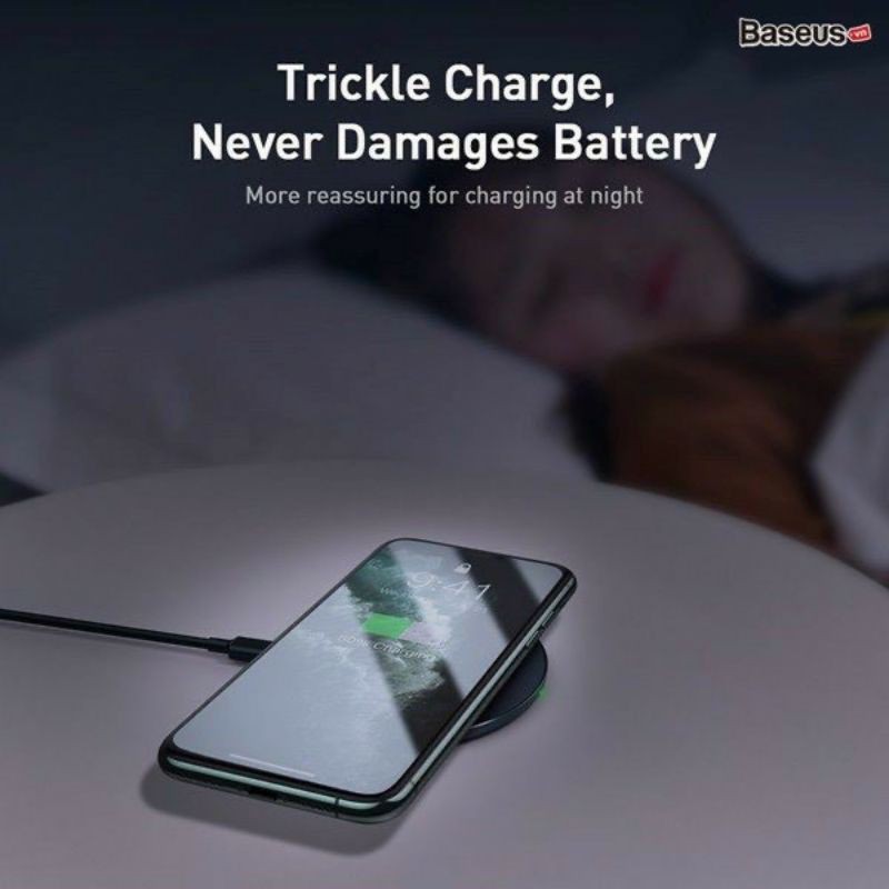 Đế sạc nhanh không dây 15W Baseus Simple Wireless Charger cho iPhone/Samsung/Xiaomi/ Huawei