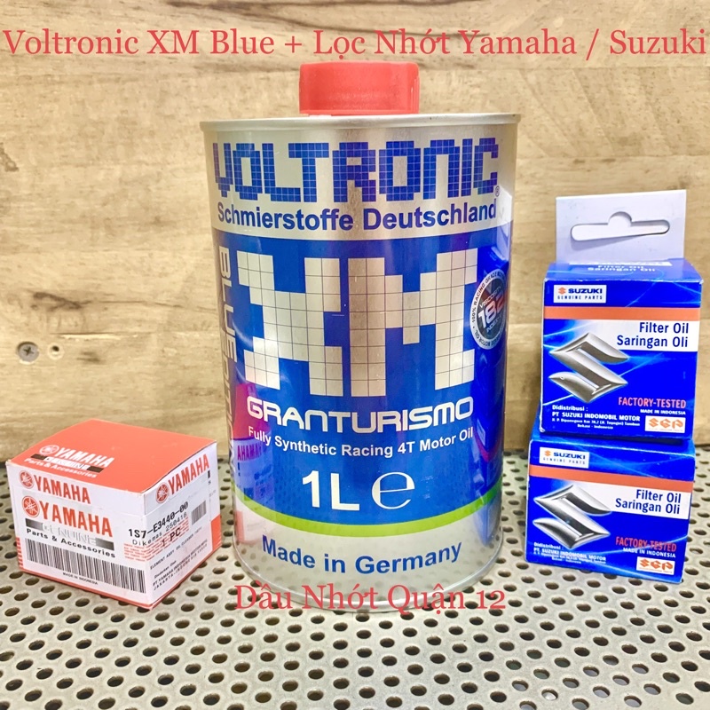 Combo Nhớt Voltronic XM GranTurismo Blue + Lọc Nhớt Suzuki/Yamaha Cao Cấp