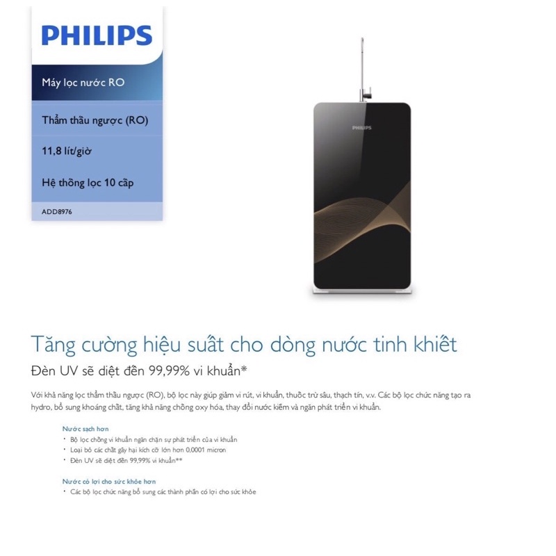 Máy lọc nước RO Alkaline 10 cấp lọc Philips ADD8976 - Hàng chính hãng - Bảo hành 24 tháng