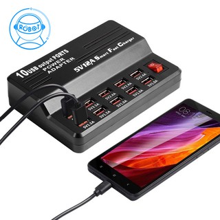 Củ sạc 10 cổng USB 3.5A với chấu sạc nhanh cho iPhone iPad Samsung