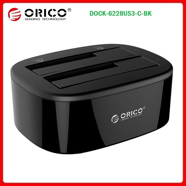 Đế Dock ổ cứng 2 khay 3.5''/ 2.5'' USB 3.0 ORICO 6228US3-C-BK - BH chính hãng 12 Tháng VISCOM