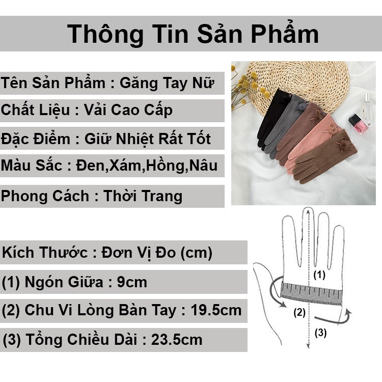 Găng tay mùa đông cho nữ thời trang giữ ấm chống nước cao cấp ZOZO bao tay vải nữ lái xe giữ nhiệt trẻ trung