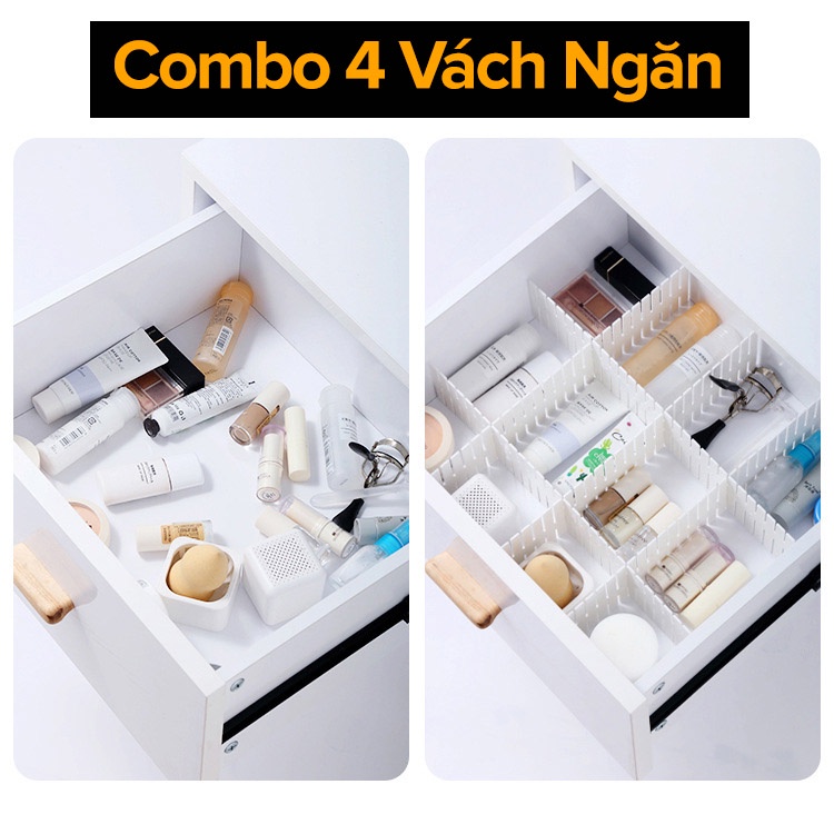 Combo 4 Vách Chia Ngăn Kéo Tủ Thông Minh Bằng Nhưa (47x7cm)