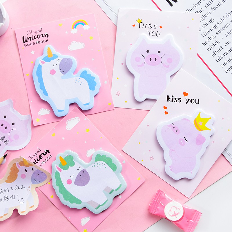 Tệp giấy ghi chú UNICORN họa tiết hoạt hình dễ thương 30 tờ