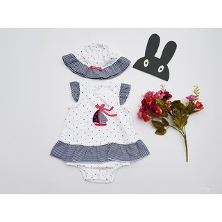 Set body váy kèm mũ Little Me chất cotton mềm mịn mát rượi