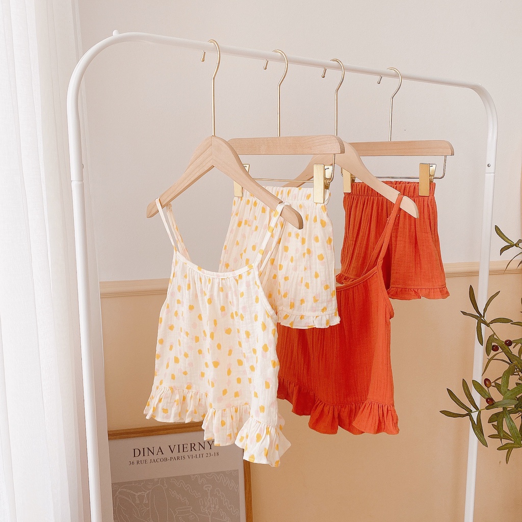 Quần áo bé gái,đồ bộ mặc nhà bé gái muslin,đồ bộ nữ 2 dây  ,vải dư mềm size 1 đến 6 tuổi,10 đến 25ký