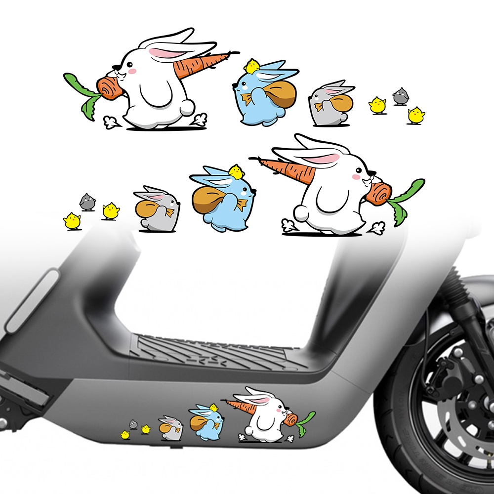 1 Bộ Cho 2 Cái Thỏ Kéo Củ Cải Phim Hoạt Hình Xe Ô Tô / Xe Máy Phụ Kiện Dán Phản Quang Chống Thấm Nước Đề Can Trang Trí Dễ Thương