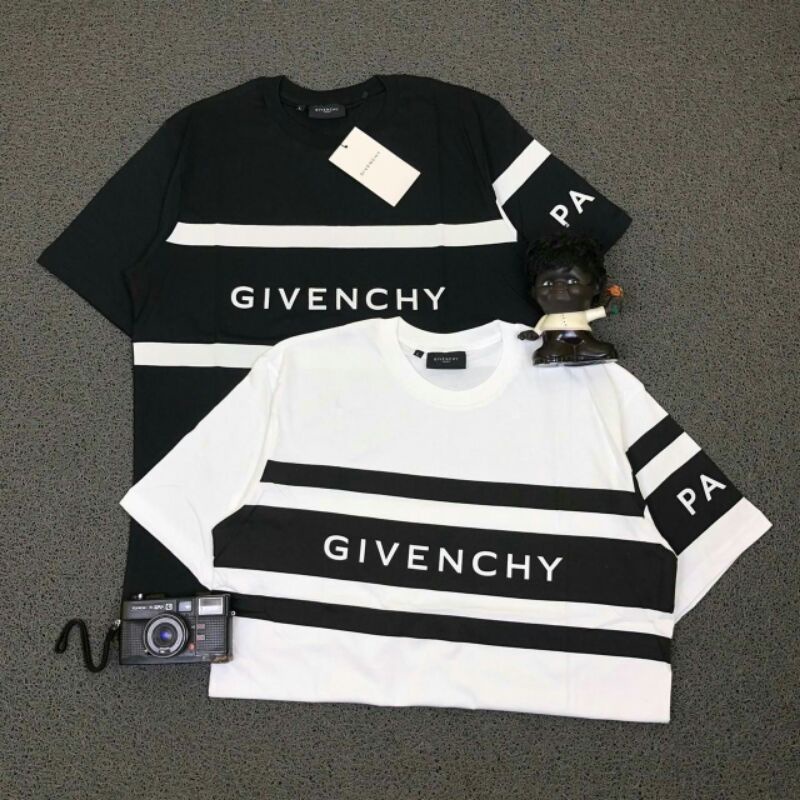 Givenci PARIS Áo Thun Đầy Đủ Thẻ Trắng Đen
