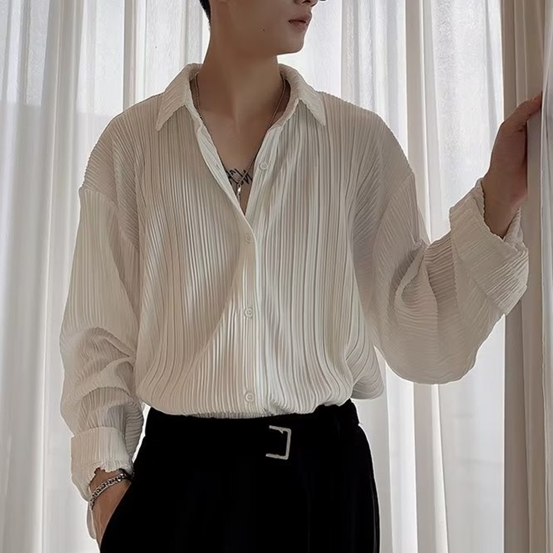 Áo Sơ Mi Dài Tay Dáng Rộng Phong Cách Hàn Quốc Thời Trang Xuân Thu Cao Cấp Cho Nam Size M-2XL