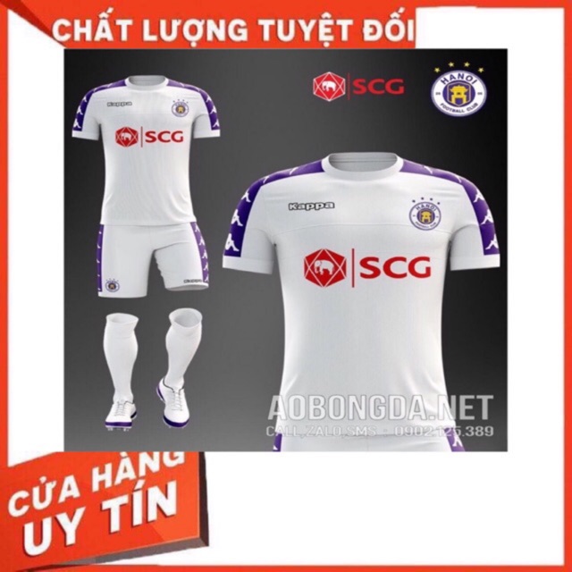 [ Rẻ vô địch] Bộ quần áo bóng đá CLB Hà Nội FC trắng mùa giải 2019-2020