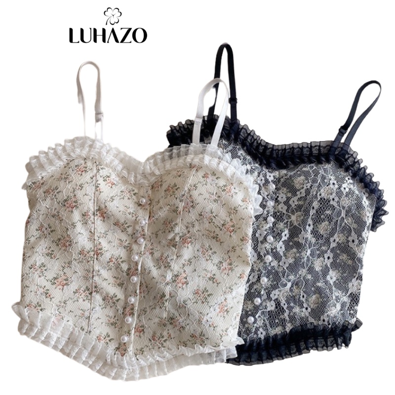 Áo bra nữ LUHAZO croptop 2 dây ren hoa cực đẹp và đáng yêu