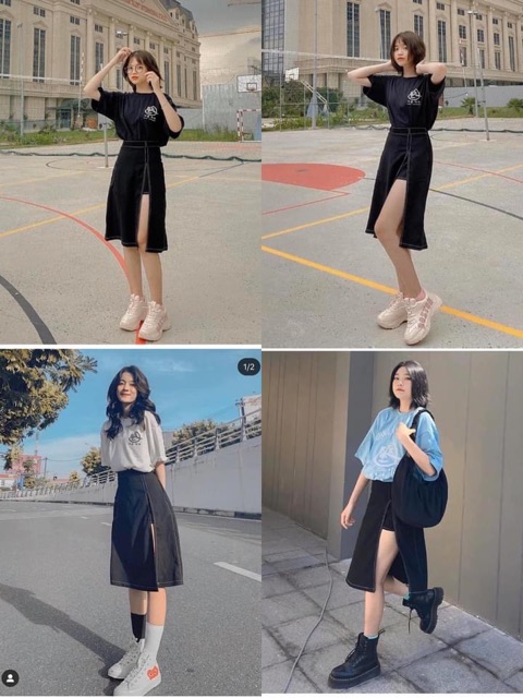 Hyon Skirt - Chân váy kaki thu xẻ vạt cực xinh | BigBuy360 - bigbuy360.vn