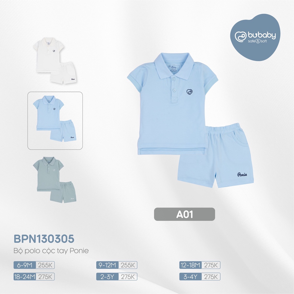 [CHÍNH HÃNG] Bộ polo cộc tay quần đùi trẻ em BPN130305 Bu Ponie