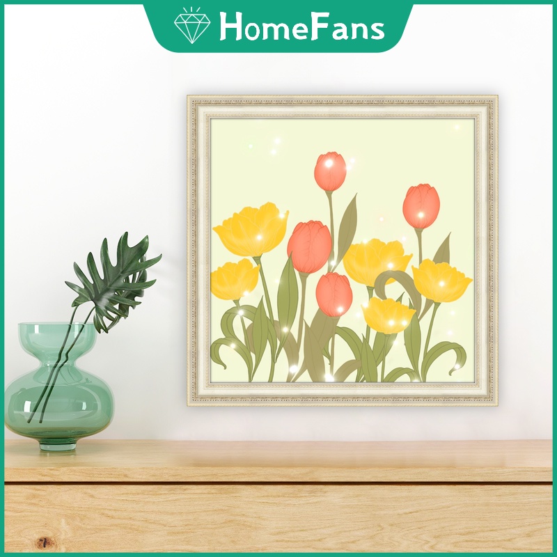 Bộ Tranh Đính Đá 5D Họa Tiết Hoa Hồng/ Cây Cối Độc Đáo Kích Thước 40x40cm/50x50cm DIY Dùng Trang Trí Nhà Cửa