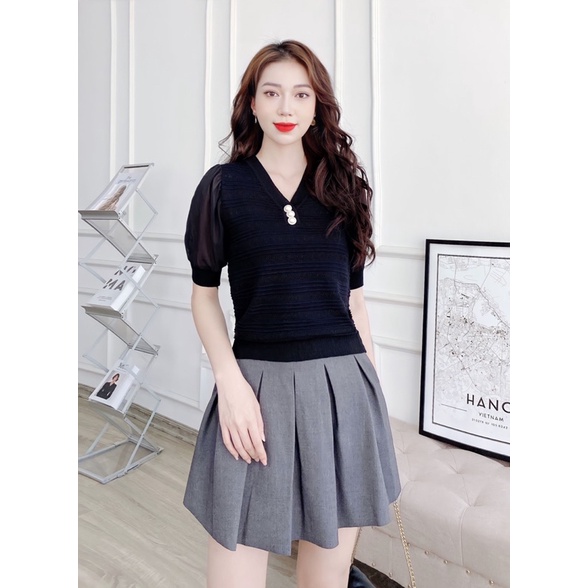 Áo mongtoghi cổ tim, freesize nhẹ nhàng nữ tính - A6361