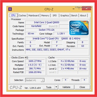 CPU Core Quad Q6600 4 nhân 4 luồng tray 99% socket 775