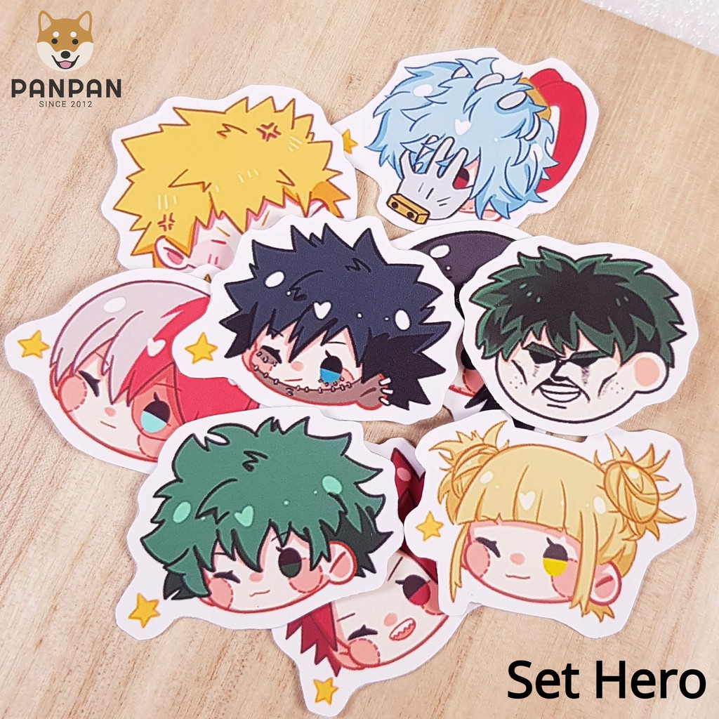 Sticker Set Nhiều Series (10 HÌNH) - Học Viện Siêu Anh Hùng, Thanh gươm diệt quỷ, Bungou Stray Dogs, Miền Đất Hứa