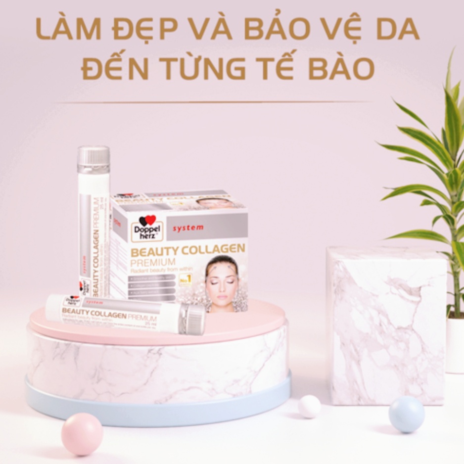 Bác Sĩ Cung Beauty Collagen Premium - Doppelherz, Collagen, Kẽm, Vitamin E, Đẹp Da, Chống Lão Hóa (Hộp 30 Ống)