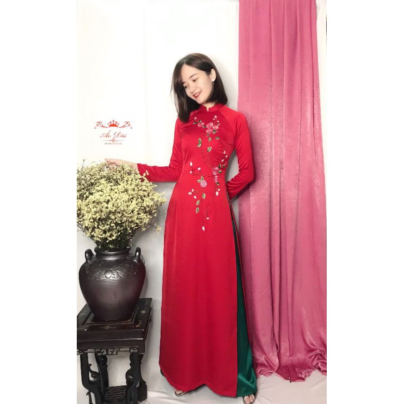 ÁO DÀI LỤA TÂY THI THÊU HOA💥💥SIÊU RẺ - SIÊU ĐẸP💥💥KÈM ẢNH THẬT PHÍA SAU | BigBuy360 - bigbuy360.vn