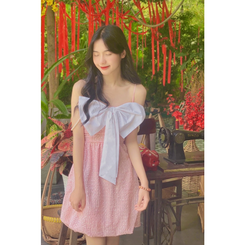 Đầm ánh kim lấp lánh đính nơ trắng - Bling Dress