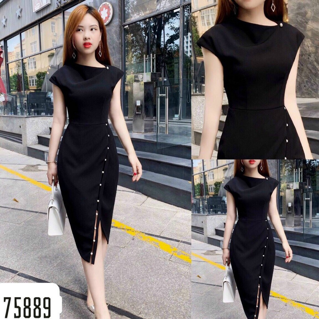 ĐẦM ÔM BODY XẺ TÀ ĐÍNH CƯỜM SIÊU SANG ĐỦ ĐỦ SIZE S M L XL XXL